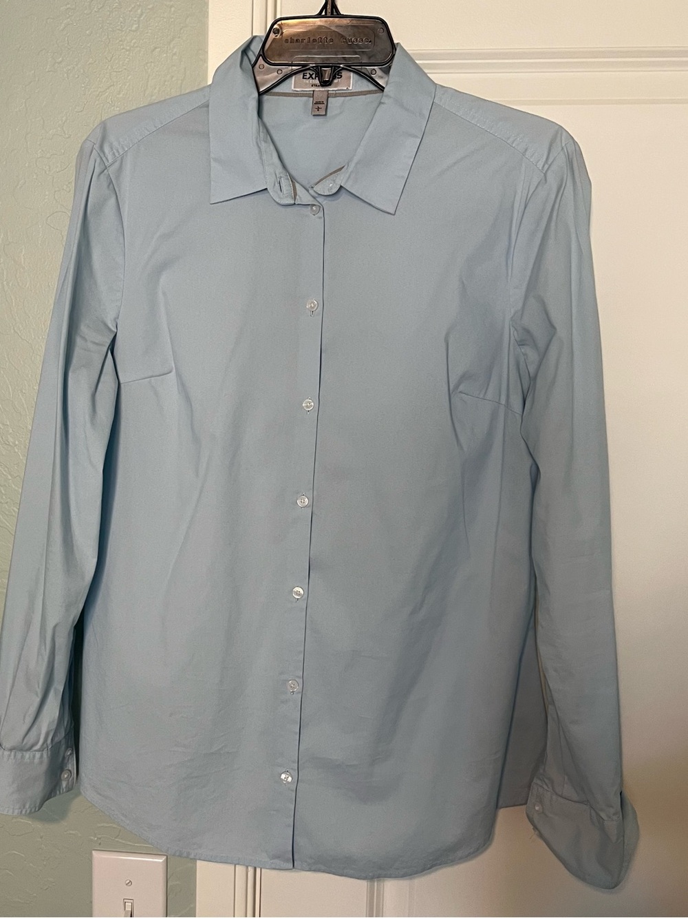 Express Light Blue Dress Shirt Button-Down, straight fit